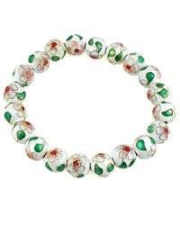 White Cloisonne Bead Stretch Bracelet