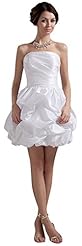 Strapless Above the Knee Short Taffeta Crystal Beaded  Ruched Wedding Dress  With Ruffles