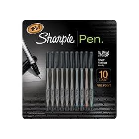 Sharpie Pen Variety Pack - 10-Count (6 Black, 2 Blue, 1 Red, 1 Green)