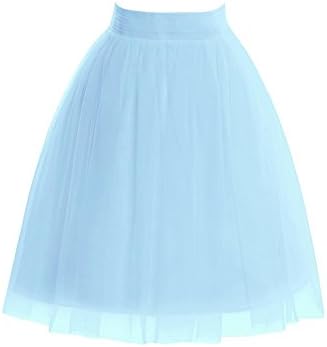 ModernBride Women's Short Sheer Mesh Tulle Overlay Skirt Size 8 US Sky Blue