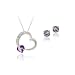 Sterling Silver Amethyst & Diamond Accent Floating Heart Pendant and Earrings Set