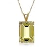 Large Emerald Cut Lemon Quartz Gold Pendant Necklace