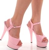 Pleaser Brand High Heel Shoes Style Kiss-209 Sexy Baby Pink 6 Inch Open Toe Platform Heels w/ Ankle Strap