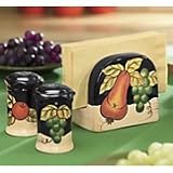 NAPKIN HOLDER,SALT&PEPPER SHAKER TUSCANY FRUIT DECOR