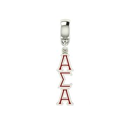 Alpha Sigma Alpha Lavaliere Drop Charm. Solid Sterling Silver with Enamel