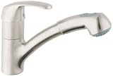 GROHE 32999SD0 Alira Low Profile Centerset Pullout Kitchen Faucet, Stainless Steel