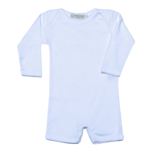 LONG SLEEVE ROMPER CROSS SHOULDER WITH PICOT TRIM