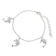 925 Sterling Silver Bracelet with Dolphin Charms and Clear Cubic Zirconia