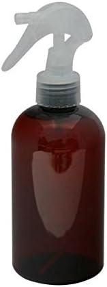 Empty 8 oz Amber PET Bottles with Natural Mini Trigger Fine Mist Sprayer, Set of 4