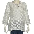 Kurtis Womens Off-white Shirts Tops Spring summer Clothes Embroidery Size S