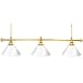 Premium 60 Inch 3 Shade Billiard Lamp White and Gold (fls)