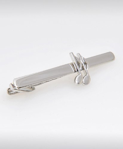 Music Note metal plated Tiebar with Free Striped reusable gift box