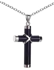 Candygem 1.5 Inch Long Black Onyx Cross Pendant with Free 18 Inch Chain From Aaliyah Hongs Designer Collection
