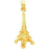 14K Gold 3D Eiffel Tower Charm