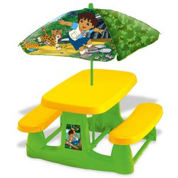 Kitchen: Go Diego Go Picnic Table and Umbrella Set