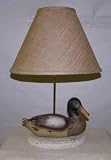 23in Duck Decoy Lamp with Brown Burlap Shade.