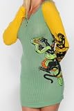 Ed Hardy Green/Yellow Pointelle Long Henley