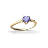 14K Yellow Gold Genuine Heart Tanzanite and Diamond Ring