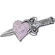 SILVER STAR Pink Jeweled HEART DAGGER Belt Buckle