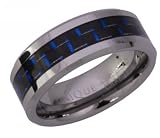 8mm Tungsten Carbide Blue Carbon Fiber Ring Size Z1