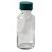 Vestil BTL-GN-1-CS Narrow Mouth Round Glass Bottle with Green Threaded Cap, 1-1/4" Diameter x 3" Height, 1 oz Capacity, Clear (Pack of 12)