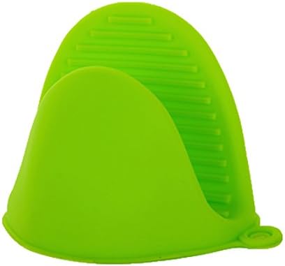 Elovehome Mini Silicone Oven Mitt Heat Resistant Pot Holder Cooking Pinch Grips 1 Pair (Green)