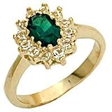 Women's Rosette Emerald Swarovski Crystal Gold Tone Ring, Size: 5-10