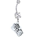 Clear Cubic Zirconia Cash Money Belly Ring