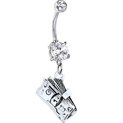 Clear Cubic Zirconia Cash Money Belly Ring
