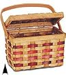 Chipwood Picnic Rectangle Basket with Burgundy Stripes