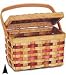 Chipwood Picnic Rectangle Basket with Burgundy Stripes