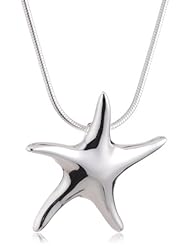 VINANI brand Germany 925 Sterling Silver Women Pendant big Starfish shiny with Snake Chain Necklace ASNN-S