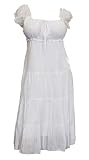 Plus Size White Cotton Empire Waist SunDress - 2X