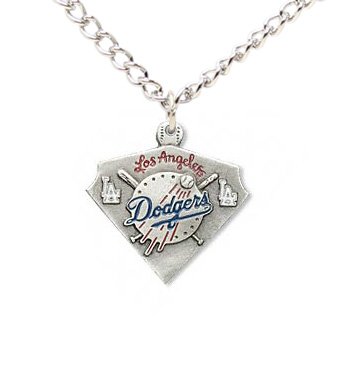 Los Angeles Dodgers Chain Necklace & Enameled Pewter Pendant - MLB Baseball Fan Shop Sports Team Merchandise