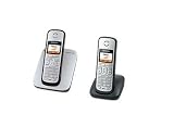 Siemens Gigaset C380 Duo ECO schnurloses DECT Telefon mit beleuchtetem Farbdisplay und zusätzlichem Mobilteil inkl. Ladeschale, titanium