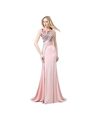 Sheath Scoop Neck Crystals Sequined Crystal Belted Sheer Beaded Satin Evening Dress 
