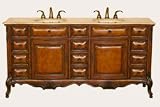 31VhxkFky4L. SL160  Hand Crafted Two Doors Twelve Drawers Double Sink Bathroom Vanity with Travertine Top