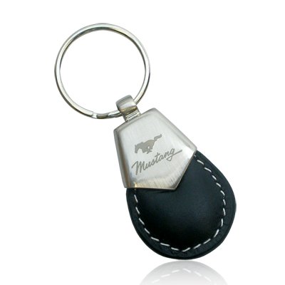 Ford Mustang Oval Black Leather Key Chain