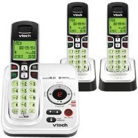 VTech CS6229-3 DECT 6.0 Cordless Phone, Silver/Black, 3 Handsets 