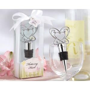 Fluttering Heart Butterfly Chrome Bottle Stopper - Set of 50
