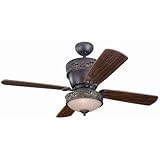 Monte Carlo 4VG42/28TBD-L Villager 42-Inch and 28-Inch 4-Blade Dual Mount Fan with Light Kit, Tuscan Bronze Finish
