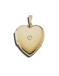 14K Yellow Gold Cremation and Hair Locket w/ Diamond Center 1 inch x 1 inch in Solid 14K Yellow Gold