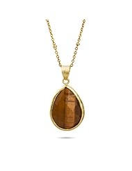 Gold Vermeil Tigers Eye Gemstone Teardrop Pendant