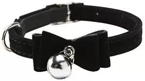WO DAY WO DAY Cat Collar Kitten Velvet Bow Tie Safety Elastic Bowtie Bell 6Colour Black