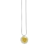 Yellow Mother of Pearl Rose Pendant on Sterling Silver 16 Snake Chain