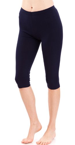 Ladies Cotton or Modal Spandex Capri Leggings, USA Made, Multiple Colors