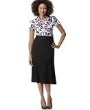 JM Collection Graphic Leaf Print Blouse & Essential Belted Skirt