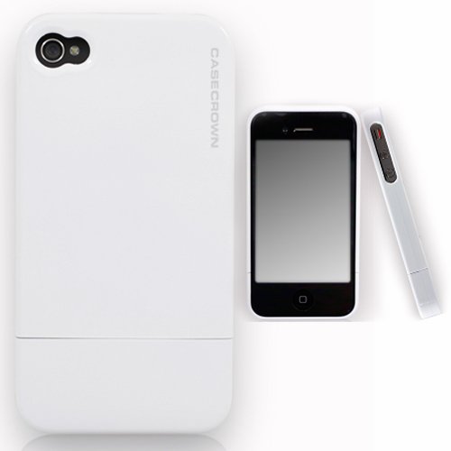 CaseCrown Apple iPhone 4 and 4S Metallic Glider Slim Case - White (Fits AT&amp;T, Sprint and Verizon iPhone 4 and 4S)