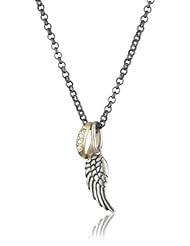 Erica Molinari "Renaissance" Sterling Silver feathered Wing and 14k Diamond Circle Necklace