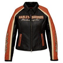 Harley Davidson Womens Vintage Cruiser Leather Jacket. Midweight leather. Snap-down collar. Channel venting system distributes airflow to cool the core body temperature. Plus many more features. 98120-08VW